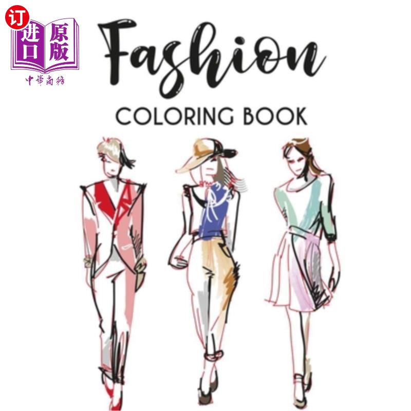 and illustrations to color for  时尚着色书:时尚设计和插图颜色为