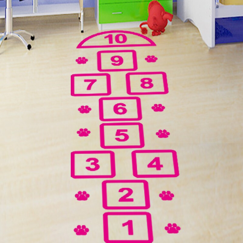可狄卡通儿童房幼儿园跳房子地贴数字游戏跳格子方格地板贴画地面墙