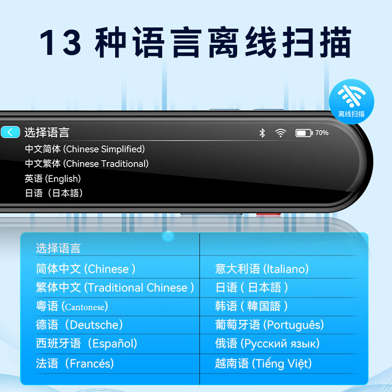 智学通电子词典笔翻译笔国际版13国离线扫描翻译136国语音翻译拍照翻译 蓝色 64GB