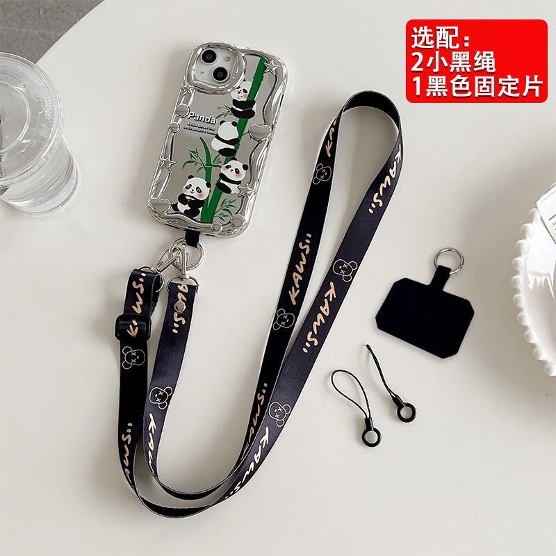 手机挂绳斜挎可背挂脖绳手机壳链带子背带斜背吊绳结实挂饰宽版防 【黑色米妮】可斜挎/挂脖长短可调节