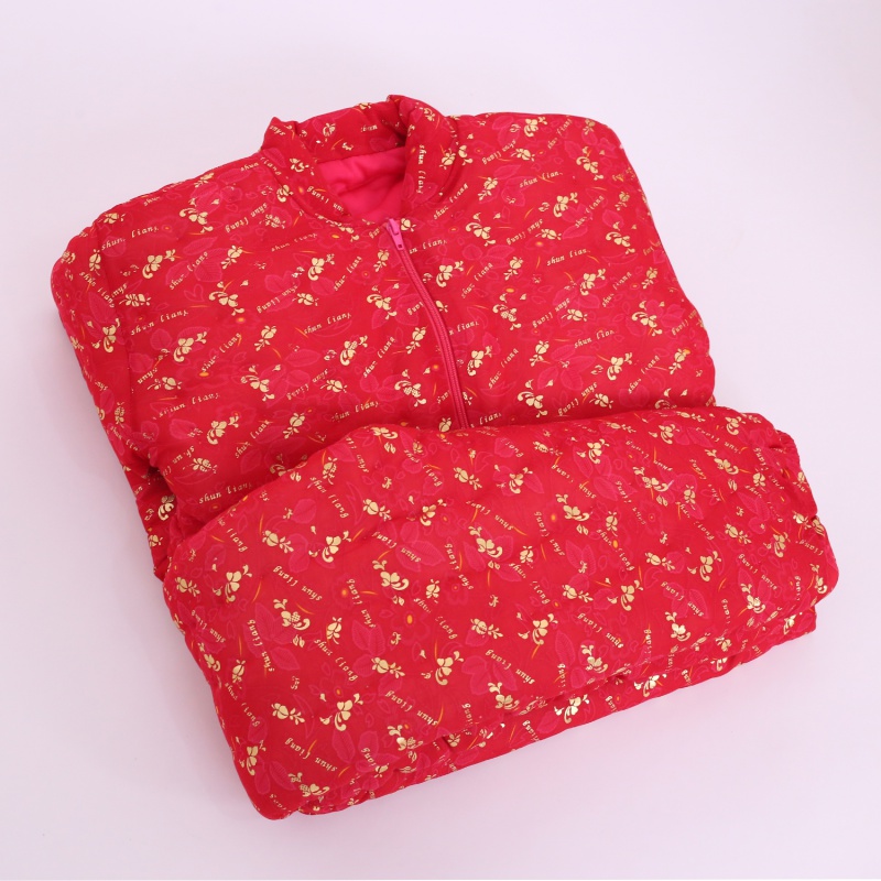 soossn女士成人手工棉衣套装冬季棉花棉袄棉裤加厚棉服保暖服 红色烫金小花 S属于什么档次？