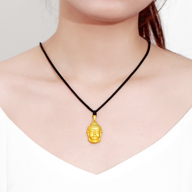 乐凤祥 999足金佛头吊坠女金佛黄金锁骨链男士如来佛金挂坠硬金佛坠子