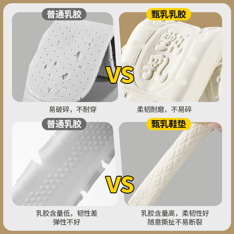 乐拓行泰国进口甄乳胶鞋垫男踩屎感软弹站久不累减震防痛吸汗防滑耐磨女 2双装【米色】站久不累/高弹减震 4142码