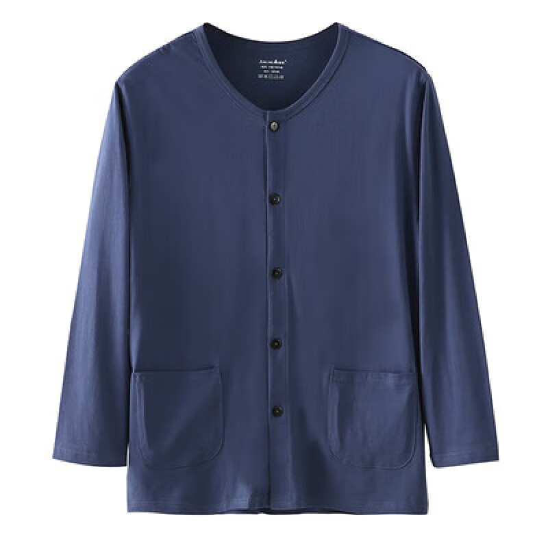 老头衫长袖纯棉汗衫老年开衫秋衣男士春秋中老年人t恤开襟爸爸老汉衫