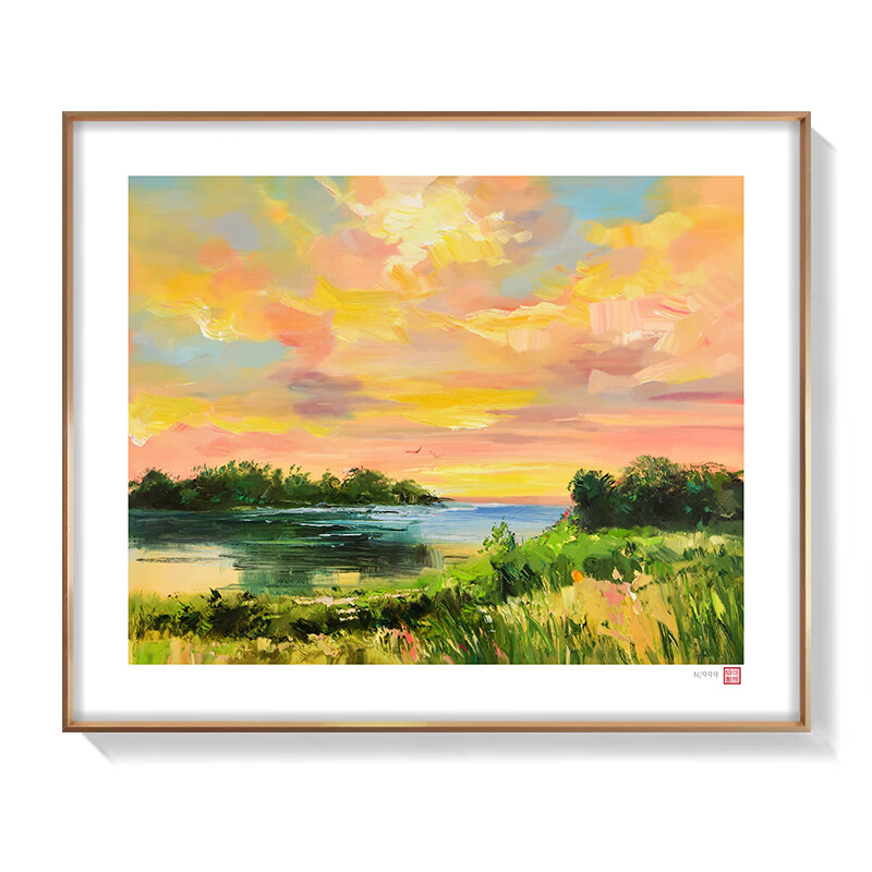 送装裱新锐艺术家阿良签章款版画风景欧式客厅餐厅玄关卧室走廊装饰画