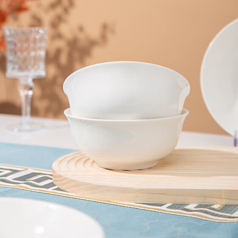 陶相惠陶瓷釉下彩餐具整套纯白家用碗碟套装微波炉碗盘6人中式餐具套装