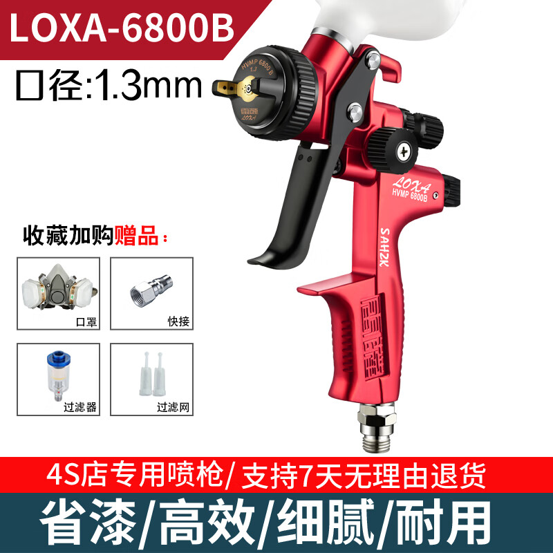 雷薩 LOXA德國LOXA雷薩噴槍4000B原裝汽車噴高霧化噴漆槍5000B進口鈑金噴槍 原裝鍛造紅色6800上壺1.3口徑