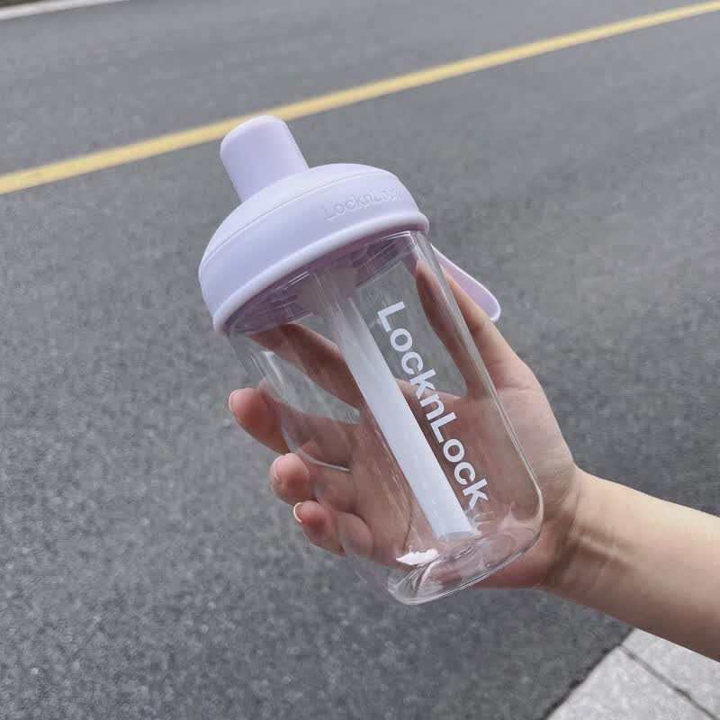 乐扣乐扣(LOCK&LOCK)奶茶杯 可360°摇摆吸管杯可爱颜值便携提手水杯女果汁牛奶咖啡杯 ABF791PUP紫色520ml