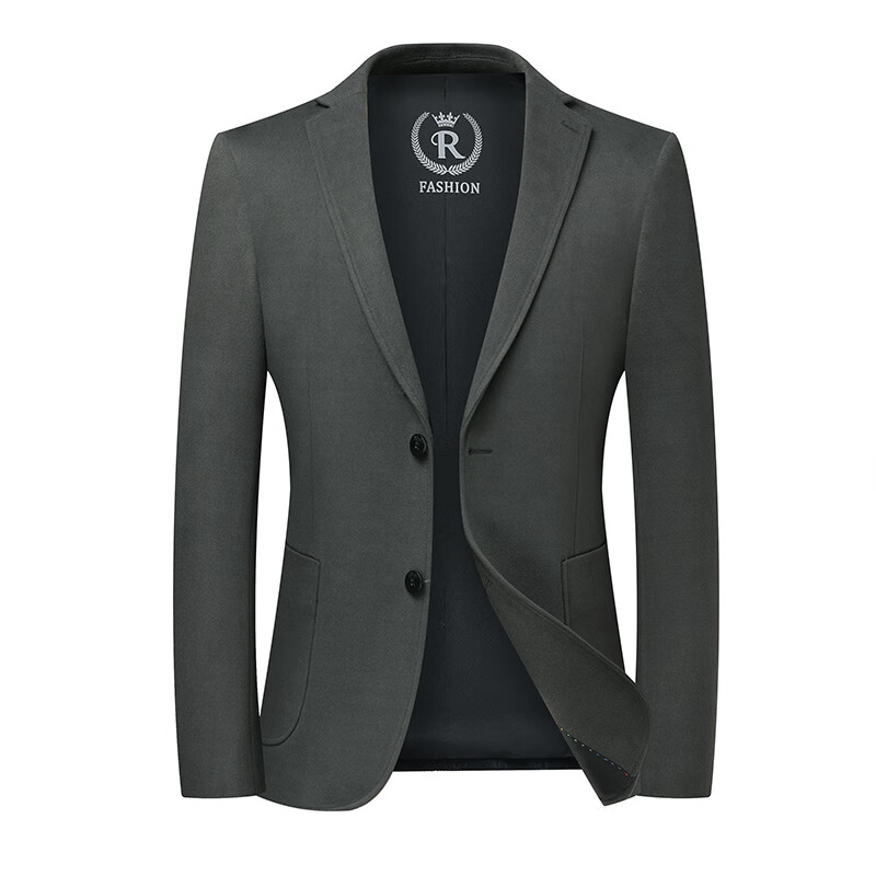 er商务绅士无开衩青年长袖男装西服平驳领常规款两粒单排扣 灰色 170