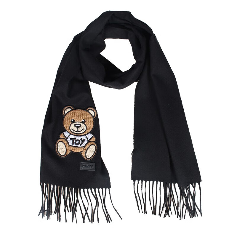 莫斯奇诺(moschino)莫斯奇诺新款男女同款羊毛刺绣泰迪熊流苏羊毛围巾