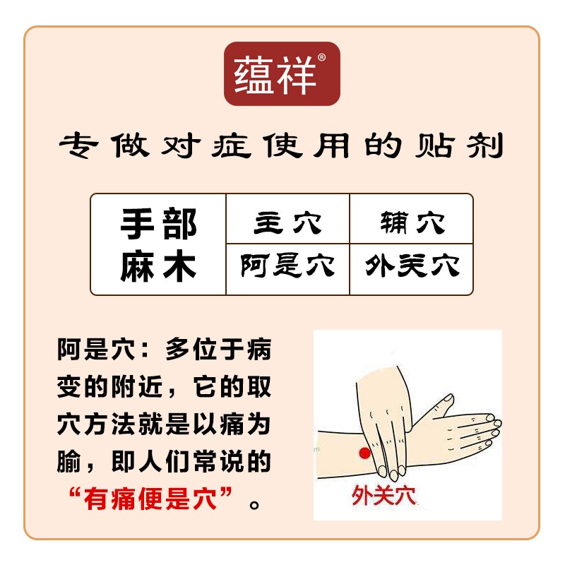 蕴祥 手指麻木贴 仅推荐风湿和颈椎病压迫神经引起的手部麻木 穴位