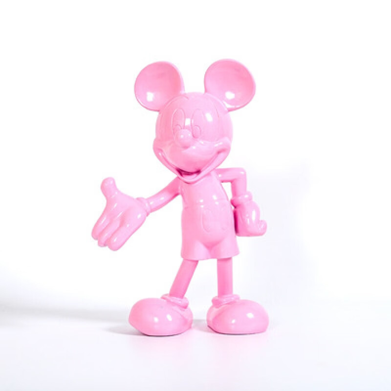 迎宾米奇老鼠树脂摆件电镀网红潮流公仔儿童房样板间软装饰品 粉色18*
