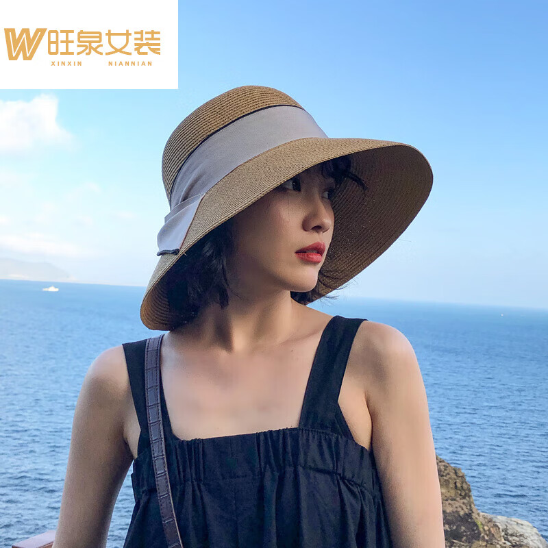 索黛妍适合短发戴的帽子女士遮阳帽ins款草帽女夏季可折叠沙滩帽遮脸