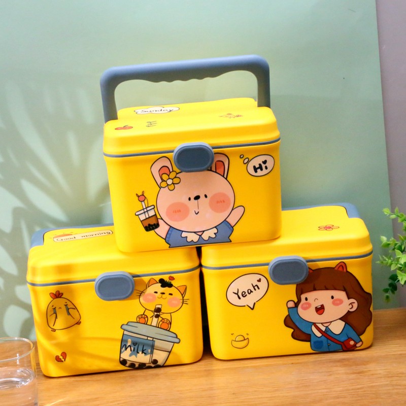 realpurity 家庭小药箱可爱卡通药盒装儿童急救箱婴儿药物收纳盒