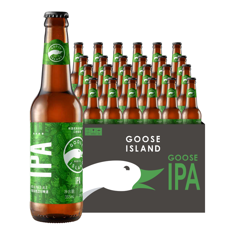 拍2件 鹅岛(goose island)ipa 印度淡色艾尔精酿啤酒 355ml*24瓶 整箱
