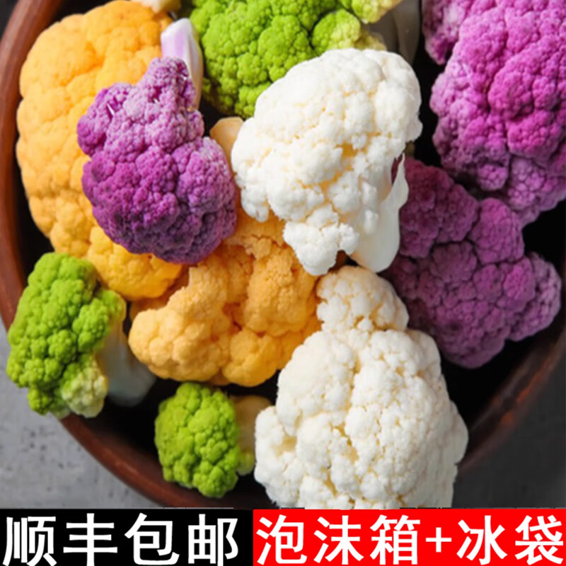 ZXC紫色花菜彩色菜花组合轻食沙拉菜黄色花椰菜绿色宝塔菜松花菜 1kg