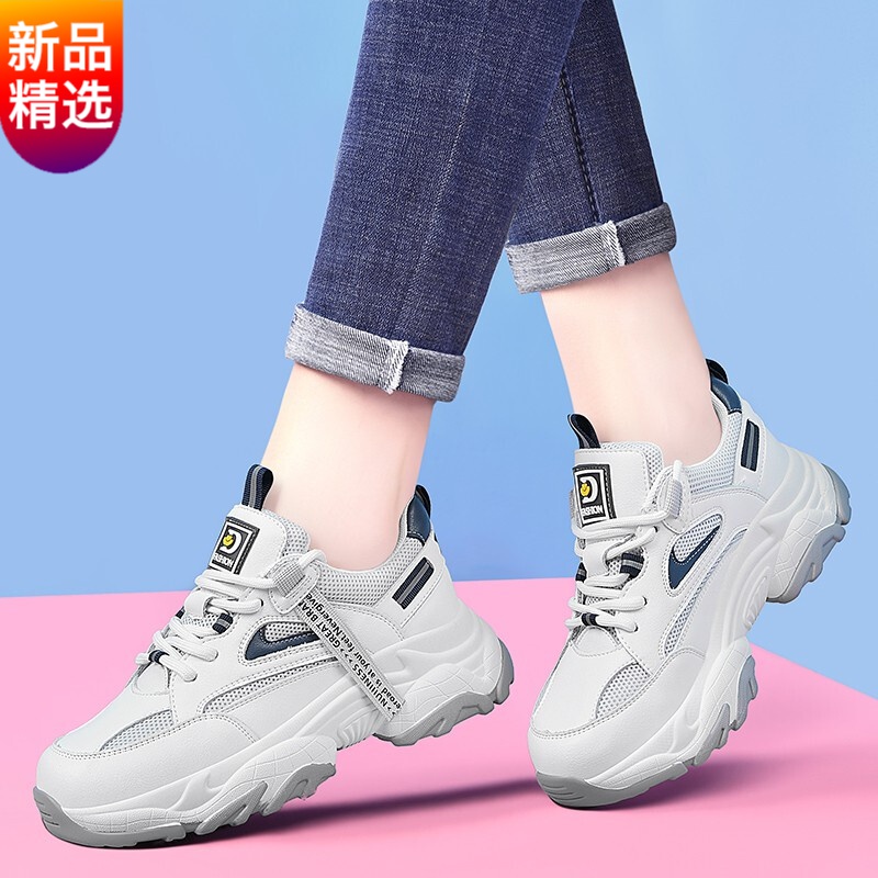 厚底运动鞋女士休闲鞋小白鞋网面透气跑步鞋ins潮时尚百搭软底旅游鞋