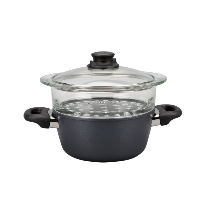 revere 蓝宝石带盖不粘锅中华汤锅20cm 汤锅配20cm玻璃蒸格