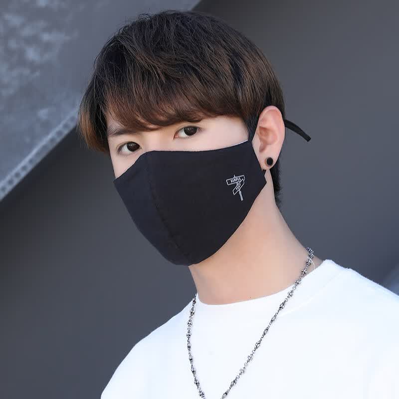 圣丹美冬时尚棉布口罩男潮款帅气显脸小透气黑色可水洗高颜值冬季保暖