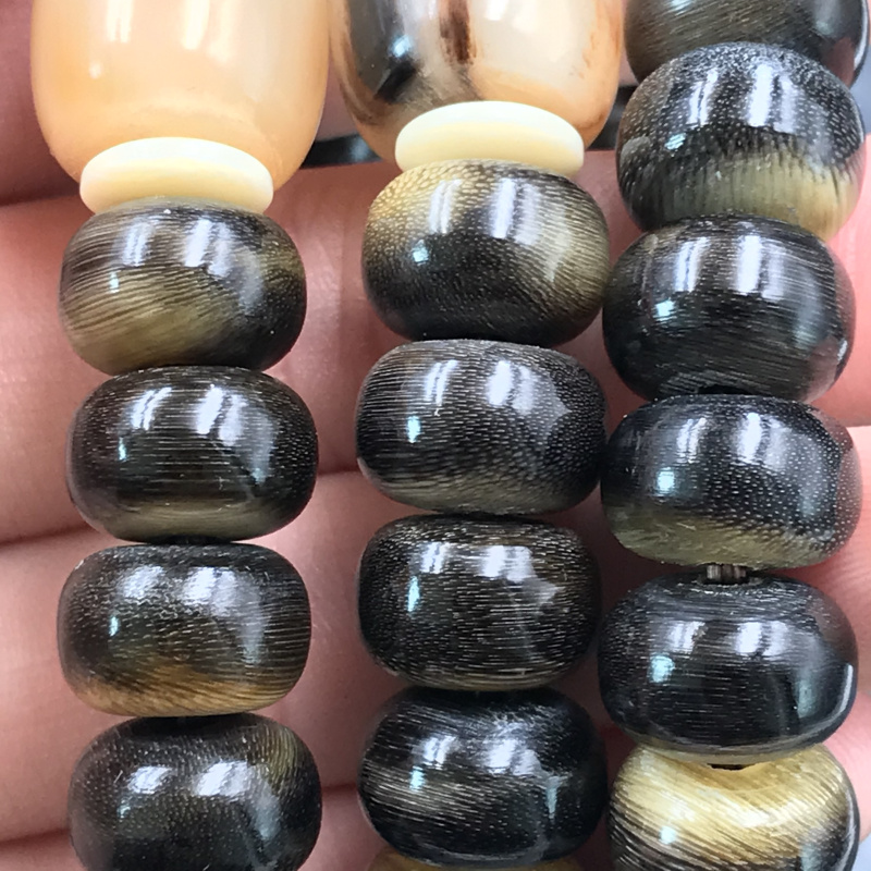 黑驴蹄子单圈手串手链佛珠念珠吊坠 10*7*25颗(牦牛角配饰)