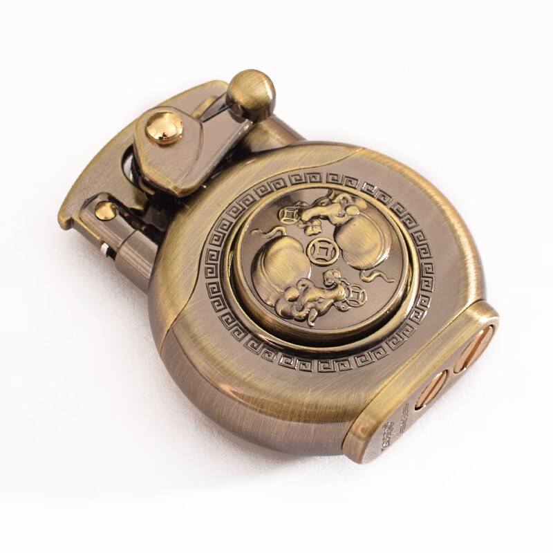 佐罗摇臂煤油打火机青铜拉丝旋转解压创意个性男士生日礼盒装 赚大钱（豪华版）