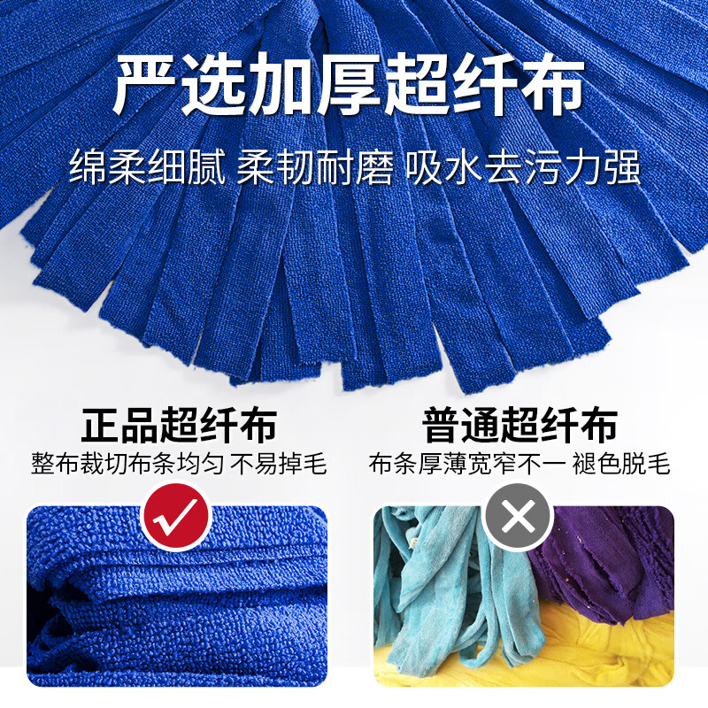 薇瑞格传统老式纤维布拖把圆头毛巾吸水墩布酒店办公室地拖大号拧水拖布 超纤布拖把【1杆2头紫色】