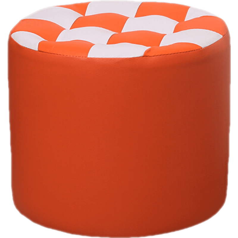 皮凳小凳子家用时尚圆凳子小板凳创意皮凳沙发凳成人软凳矮凳实木皮墩 桔色 中款 高28