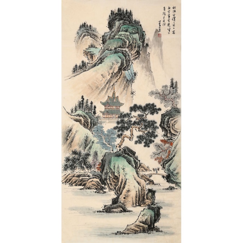 名家溥儒溥心畬国画山水四尺作品纯手绘古玩精品书画名人字画收藏纯