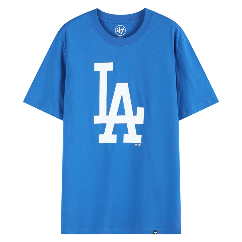47美国棒球联盟短袖T恤纯棉面料时尚t恤胸前印花NY/LA 男女情侣 宝蓝色（胸前印花LA） XL (身高175-185cm,体重80-95kg) 京东折扣/优惠券