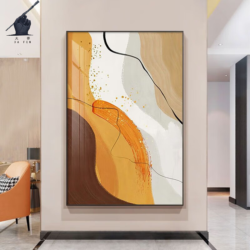 画大芬大分油画村客厅装饰画挂画背景墙壁艺术抽象画大幅落地画侘寂风