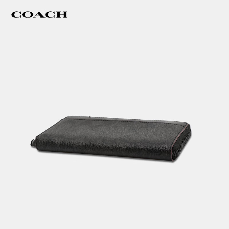 蔻驰（COACH）奢侈品 男士钱包PVC配皮 灰黑色 长款 F25517N3A【授权直供】