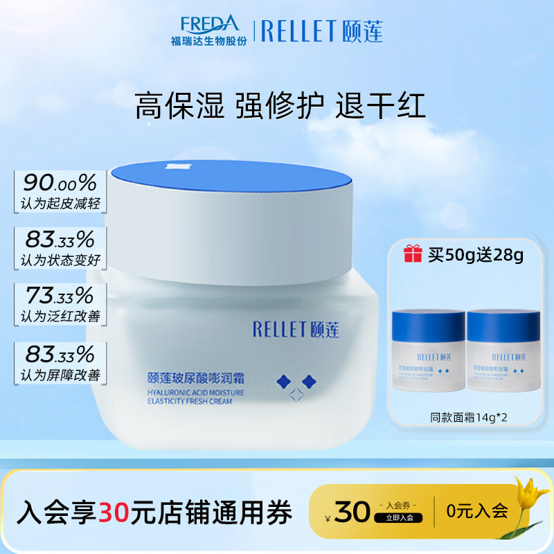 颐莲（RELLET）玻尿酸嘭润面霜 补水保湿维稳修护50g 使用感如何?