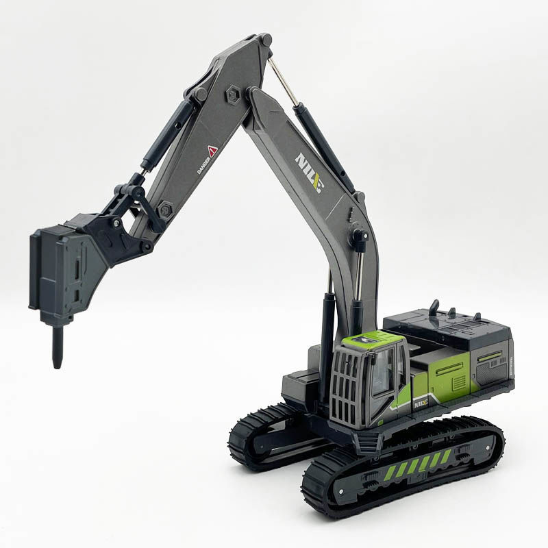 破碎机车钻地机碎石车修路车吊车玩具儿童仿真工程车 绿色破碎锤