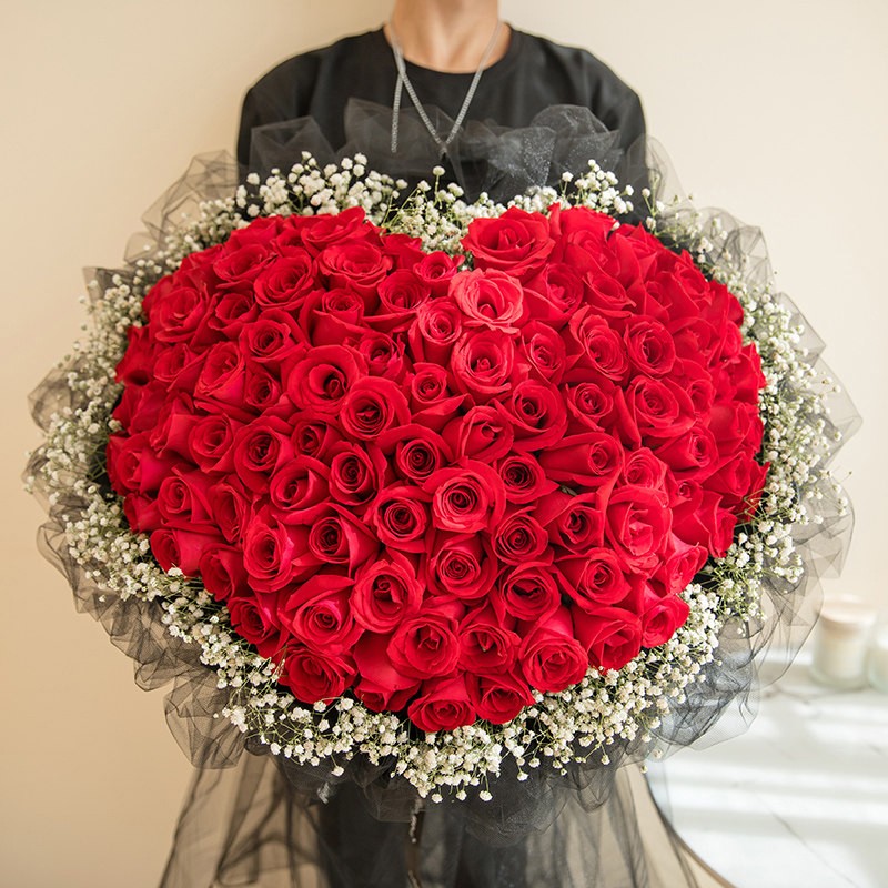 花递鲜花速递99朵玫瑰花束生日礼物送女朋友同城配送 幸福永远-99朵