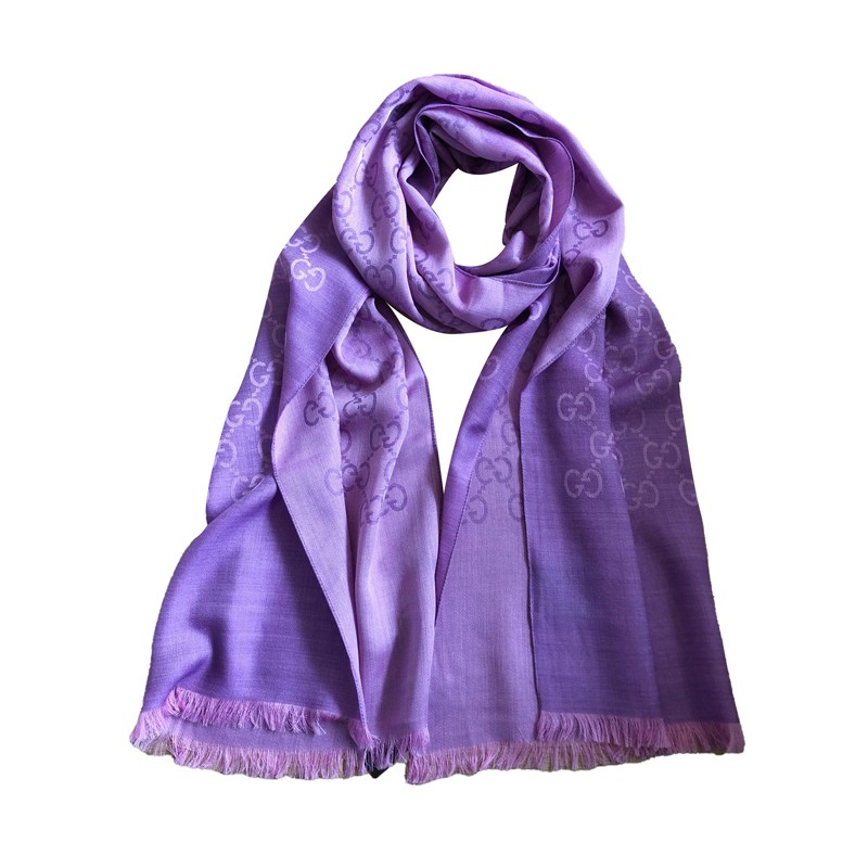 gucci/古琦 薰衣草紫薄款gg提花双面围巾 浅紫色 45*180