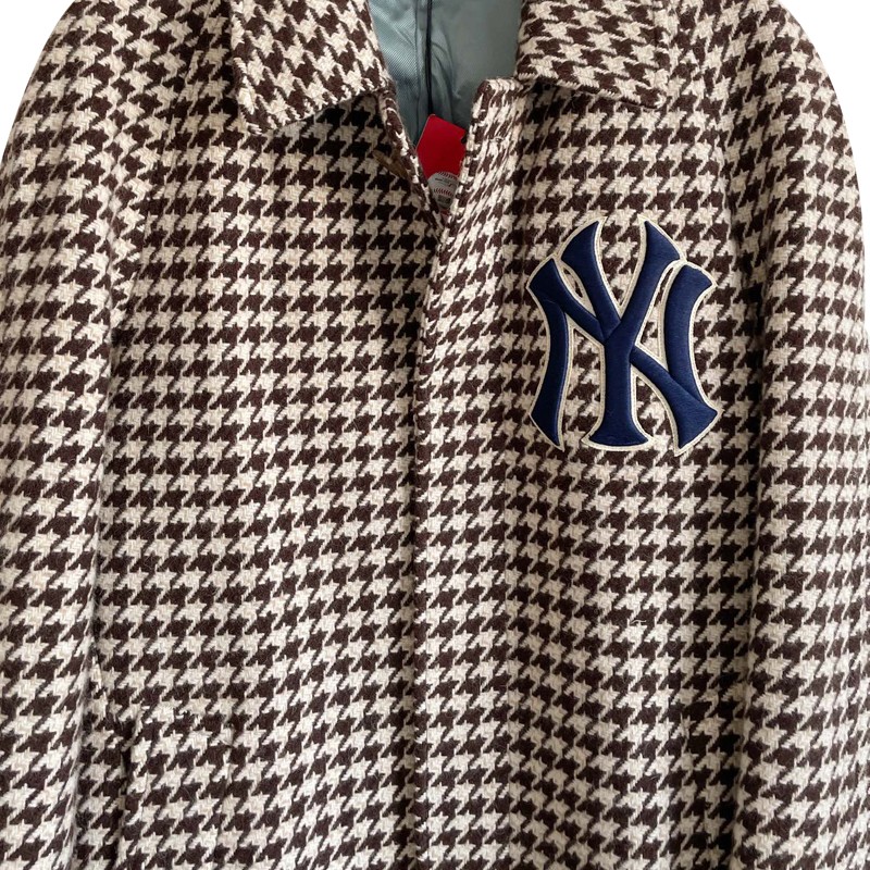 gucci 古驰  男士ny联名款千鸟格羊毛大衣541125z439f1960  ak 棕色