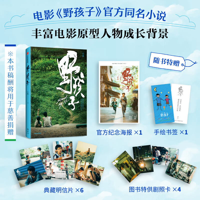 野孩子 电影野孩子官方同名小说 电影野孩子 吕旭著 随书附赠海报、剧照卡等赠品 社会困境儿童 流浪兄弟事件改编