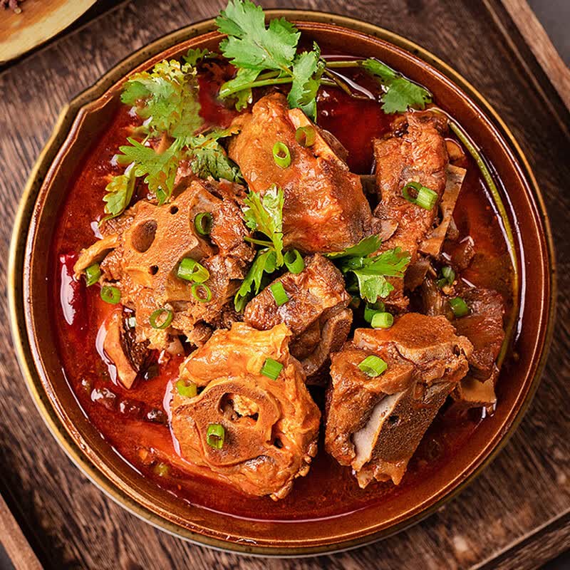 月盛斋羊蝎子火锅老北京清真即食新品 新鲜脊骨带调料汤肉1.