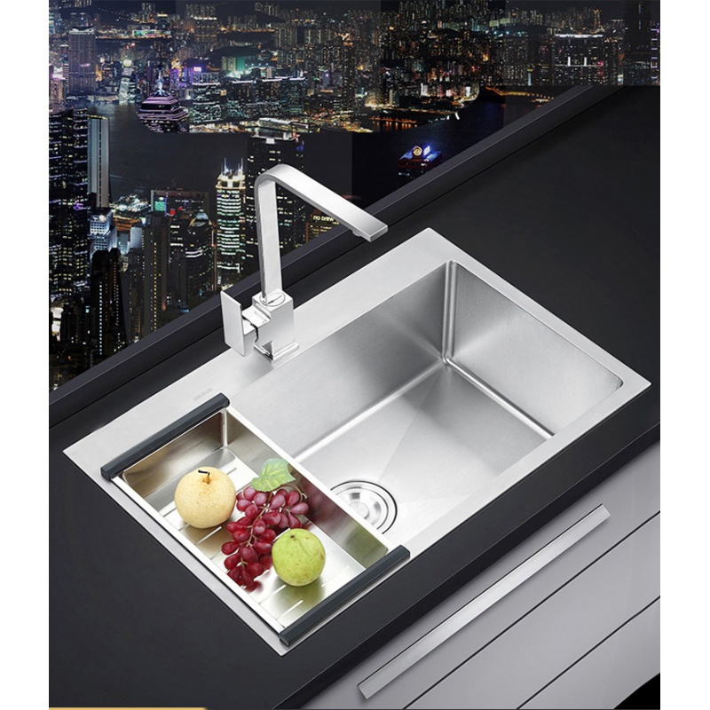 目赖樱花水槽 厨房304不锈钢 拉丝加厚水槽单槽套餐大单槽 45*40(裸槽