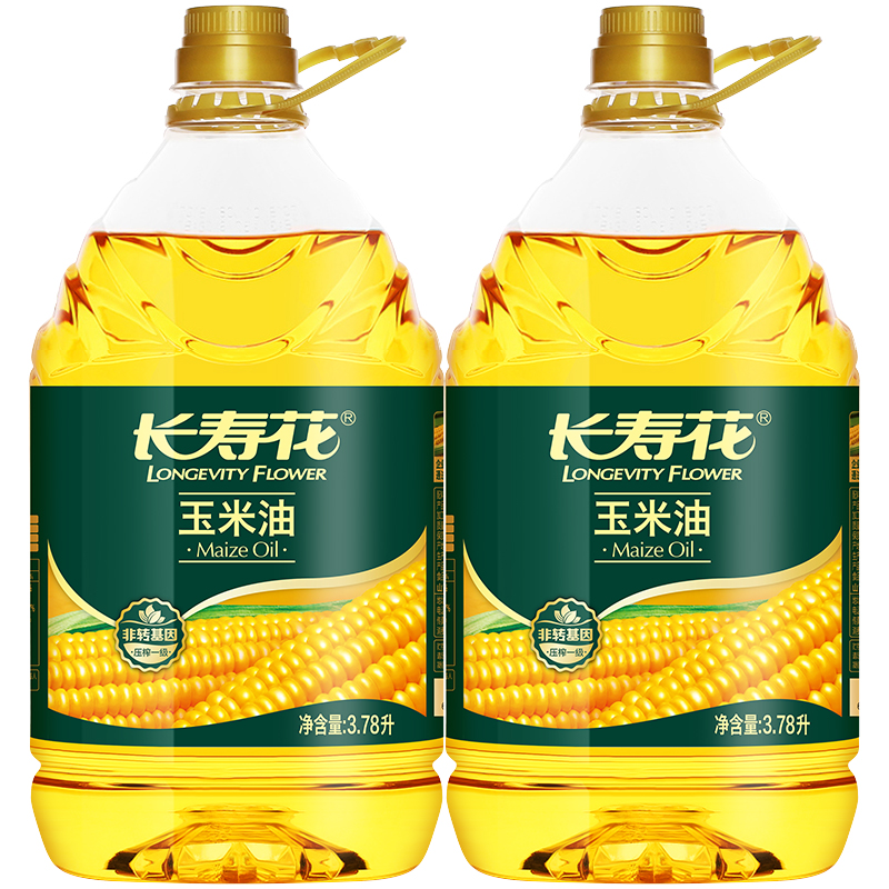 长寿花 压榨一级玉米油3.78L*2