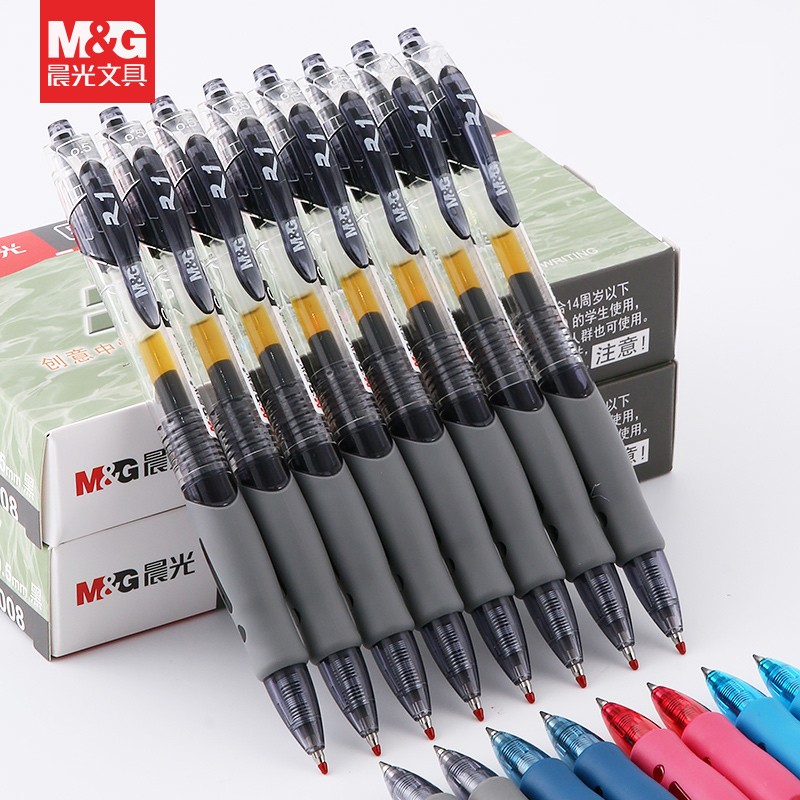 晨光（M&G）按动中性笔gp1008经典办公商务签字笔0.5mm黑笔按压式水笔中性笔学生用笔 GP1008黑0.5 12支