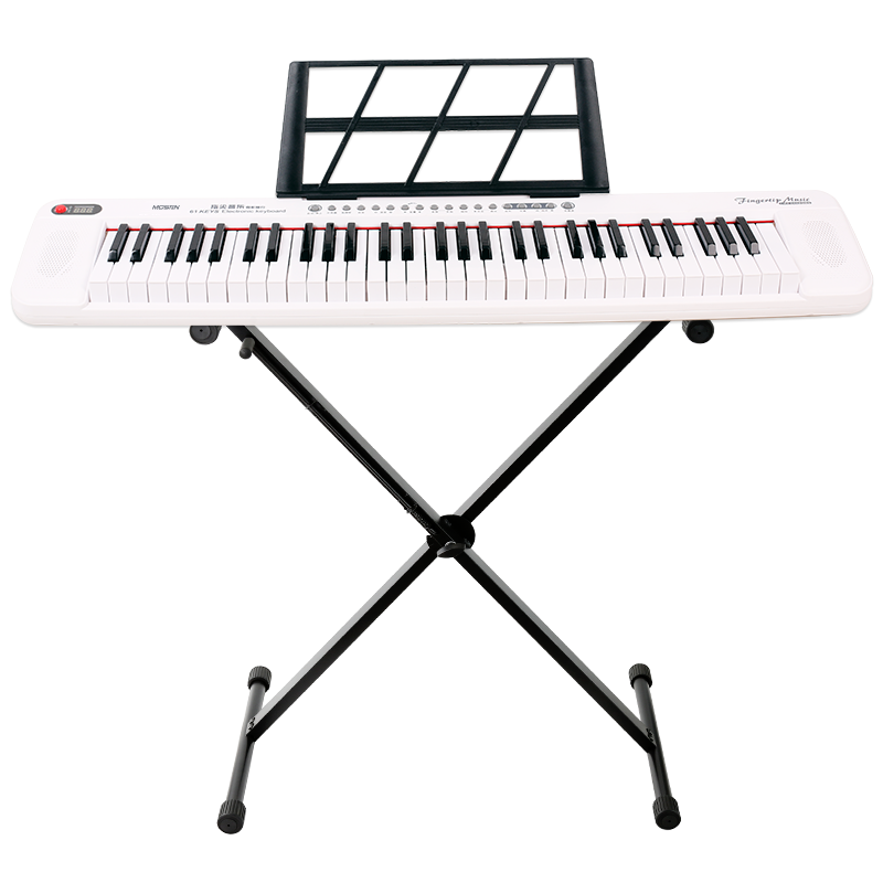 莫森（MOSEN）BD-668G電子琴 61鍵便攜式兒童教學多功能入門琴 時尚聰慧白X架型