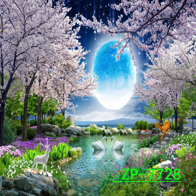狐狸鹿主播背景布古风摄影拍照背景布网红直播背景布直播卖货背景墙