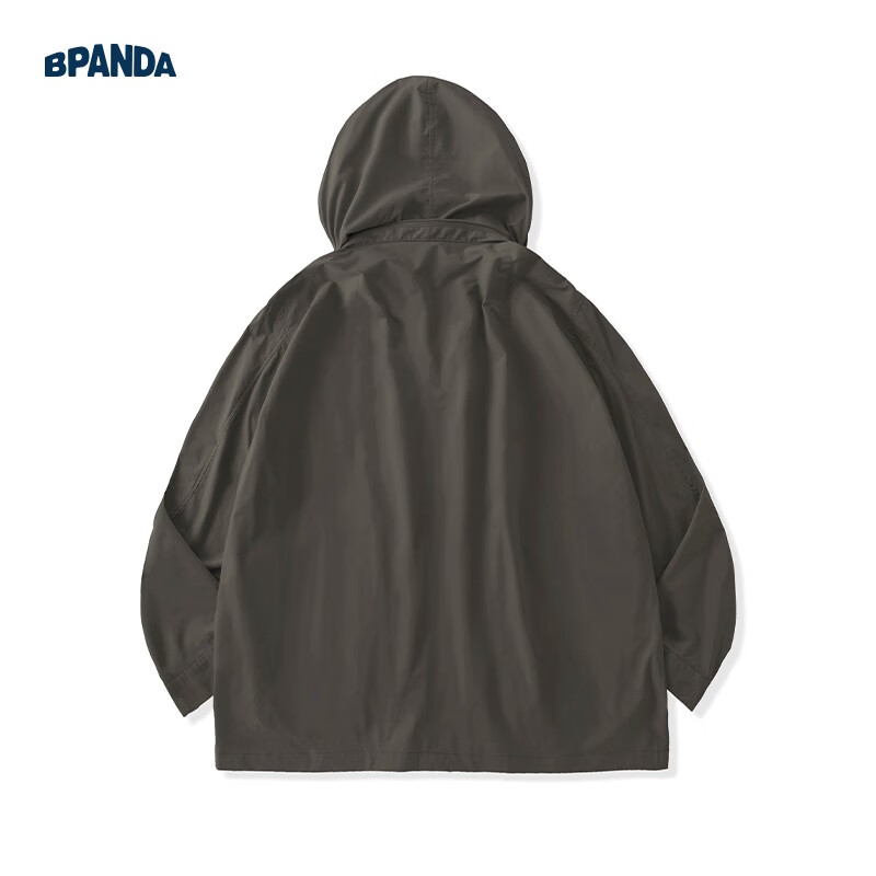 熊猫·本防晒衣男夏季户外薄款宽松男装潮流夹克可拆卸连帽防晒外套 A黑橄榄 M