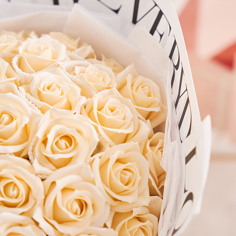 初朵33朵香槟玫瑰花香皂花花束 平安夜圣诞节礼物礼品表白生日礼物送