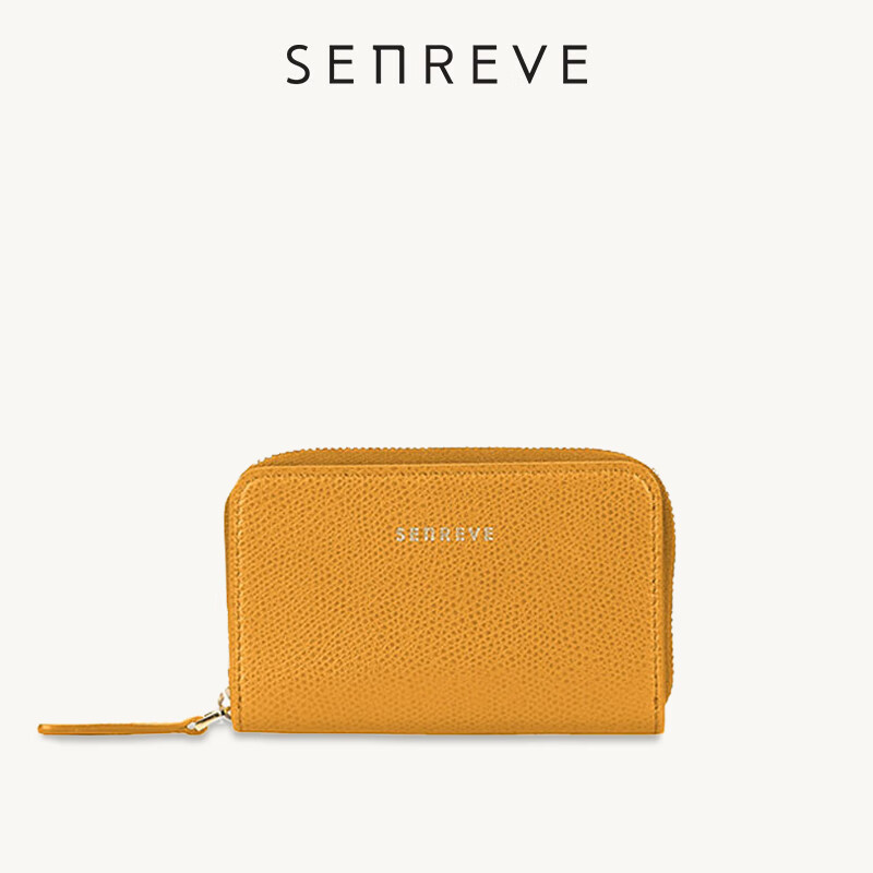 senreve card wallet卡包 荔枝皮 牛皮卡包钱包 姜黄色
