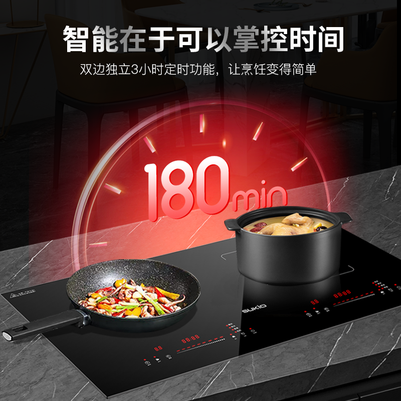 硕高嵌入式电磁炉双灶家用多功能电陶一体电灶台式电陶炉双头电磁灶肖特面板一电一陶IHLS03-3 【一电一陶】肖特面板电磁炉双灶