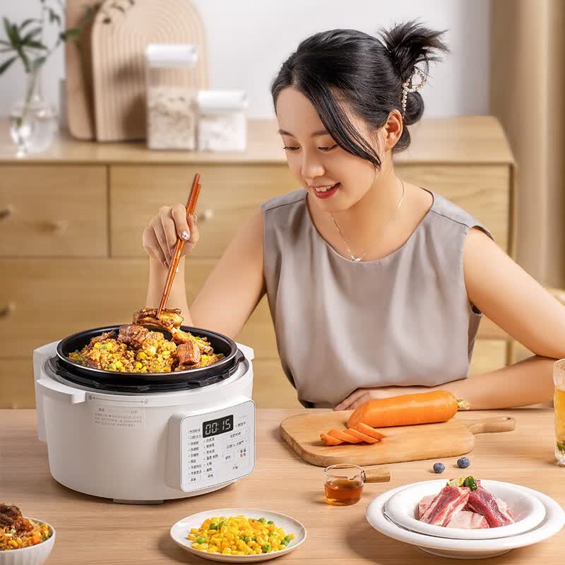 爱丽思(IRIS) 爱丽思电压力锅家用高压锅电饭煲火锅智能多功能电饭锅IRIS大容量 4L白色【数码屏】