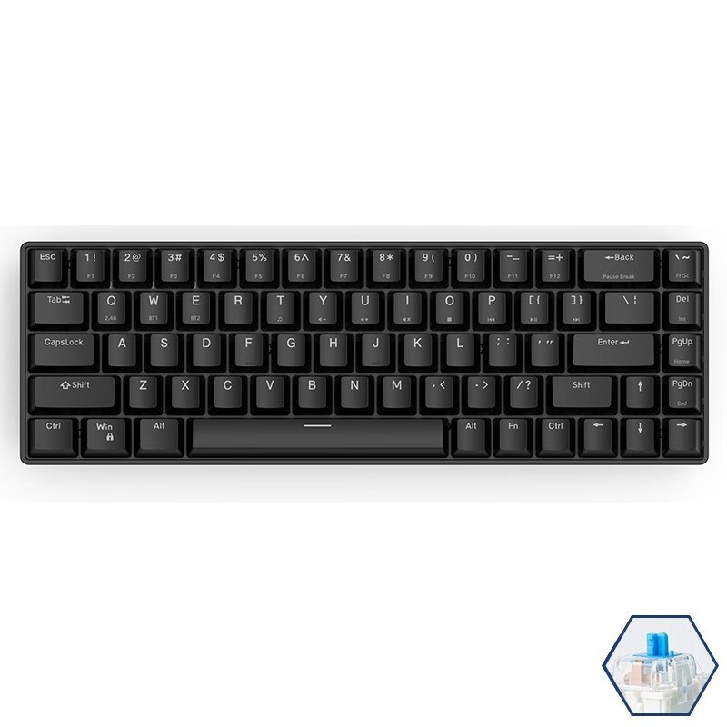米徒（ME TOO） GK68双模蓝牙无线2.4Ｇ机械键盘 68键MacPad键盘 游戏办公键盘 黑色双模无线-青轴