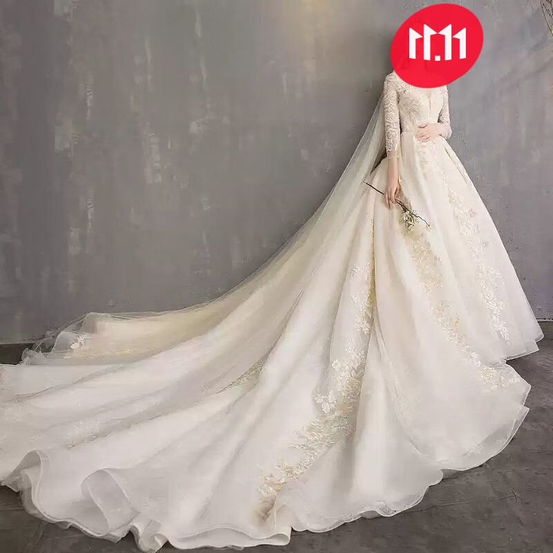 oeing  主婚纱礼服2021新款新娘气质显瘦梦幻森系公主